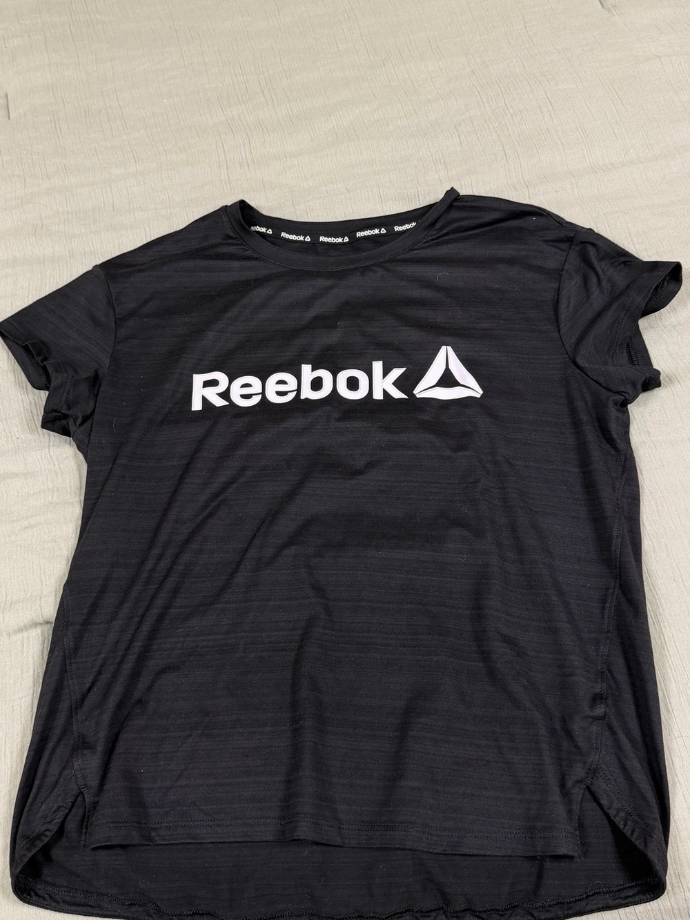 Reebok Black Short Sleeve Logo Tee with White Print